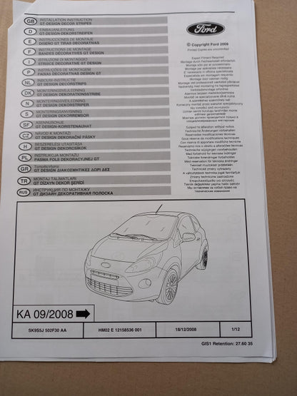 Original FORD KA CCU 2008- Zierstreifen Grand Prix weiß 1570431