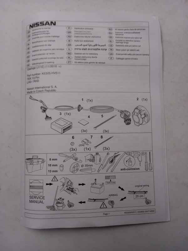 Original NISSAN Qashqai J11 E-Satz Kabelsatz Anhängerkupplung 13 plg KE505HV511
