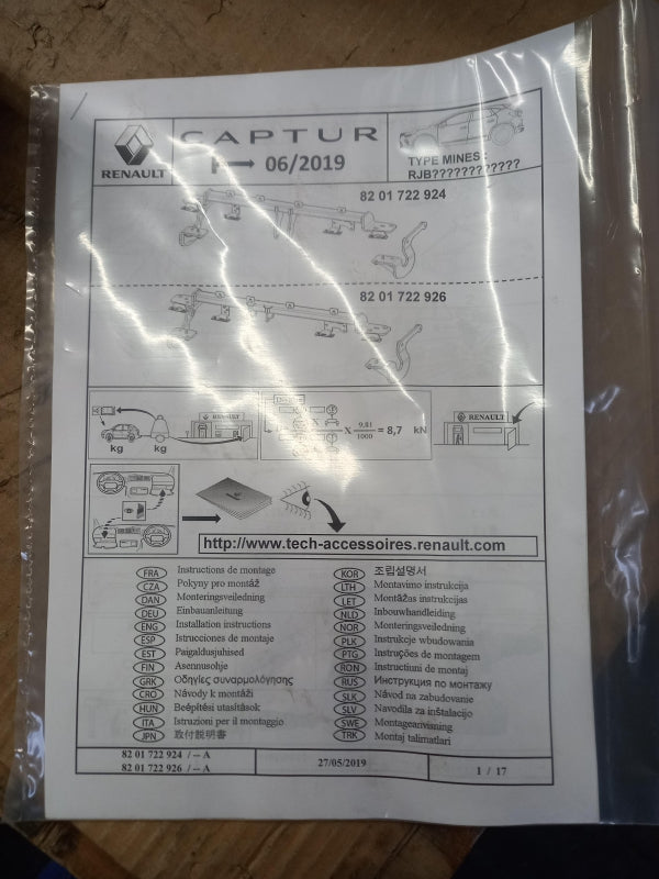 Original OE RENAULT Anhängerkupplung 8201722926