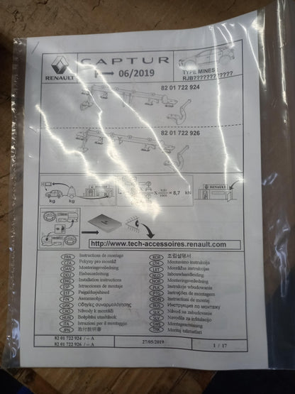 Original OE RENAULT Anhängerkupplung 8201722926
