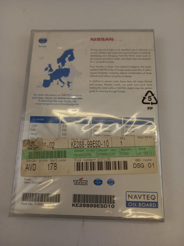 Original NISSAN Connect Navi SD-Karte Update Europa 2010/2011 KE28899ESD10