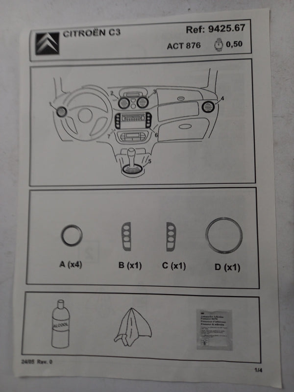 Original CITROEN C3 Innenverkleidungssatz ALU Look 942567