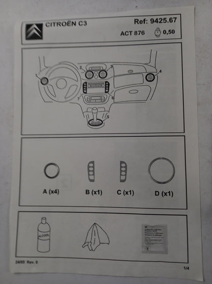 Original CITROEN C3 Innenverkleidungssatz ALU Look 942567