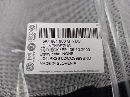 Original VW Golf VI Lehnenbezug titanschwarz vorne rechts 5K4881806QYDC