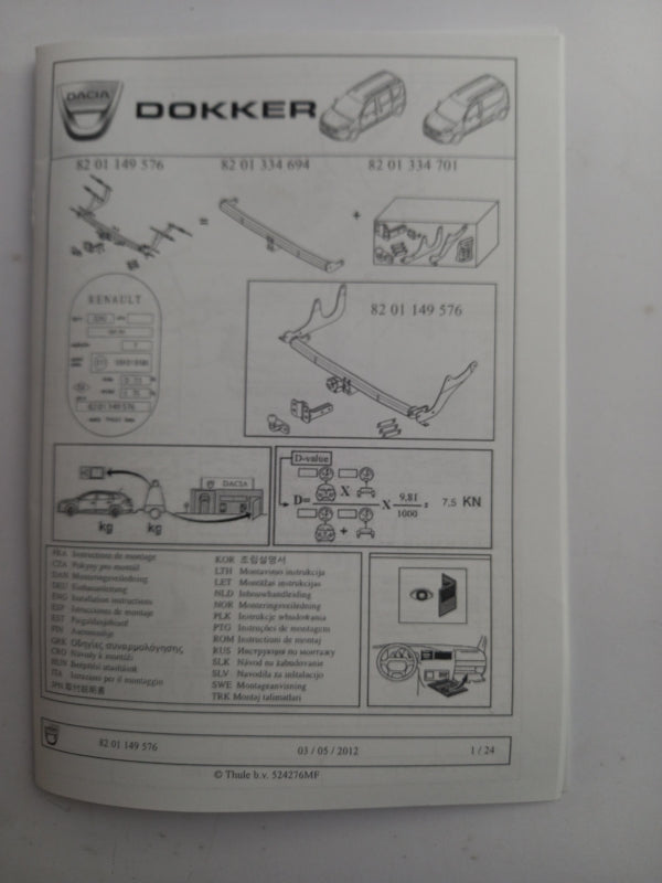 Original DACIA Dokker Anhängerkupplung Einbausatz 8201334701