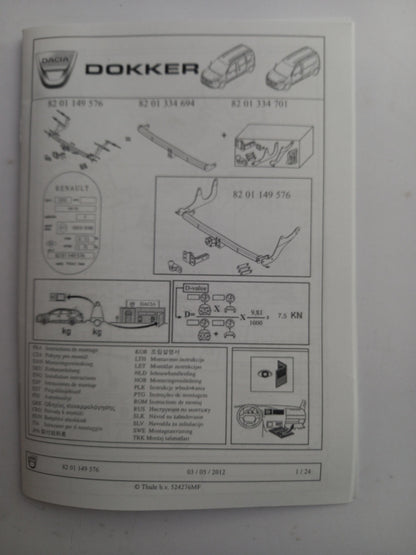 Original DACIA Dokker Anhängerkupplung Einbausatz 8201334701