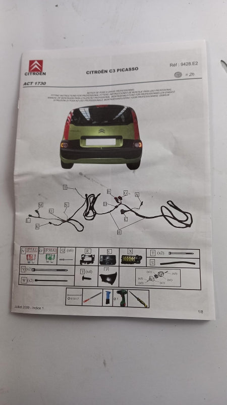 Original CITROEN C3 Picasso Anhängerkupplung Elektrosatz 9428E2
