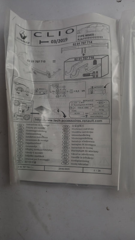 Original OE RENAULT Anhängerkupplung 8201707716