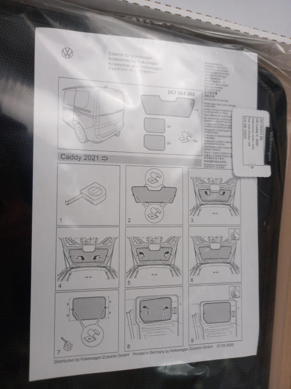 Original VW Caddy (2020-) Sonnenschutz Satz 5-teilig Hinten 2K7064365