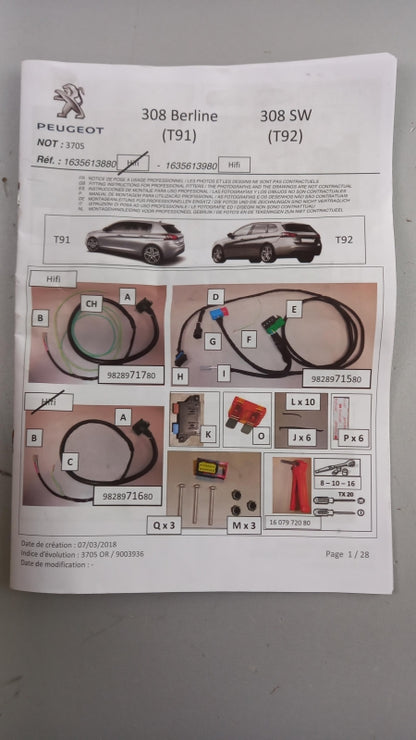 Original CITROEN 308 T91 T92  Anhängerkupplung Elektrosatz 13-pol 1635613880