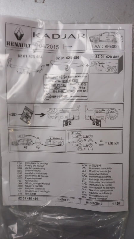 Original OE RENAULT Anhängerkupplung 8201709336