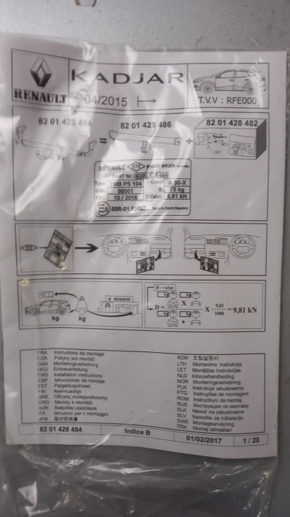 Original OE RENAULT Anhängerkupplung 8201709336