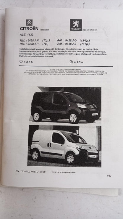 Original PEUGEOT Bipper CITROEN Nemo Anhängerkupplung Elektrosatz 9428AQ