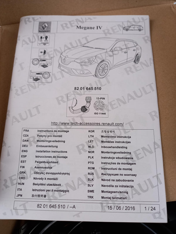 Original OE RENAULT Anhängerkupplung Elektrosatz 8201645510