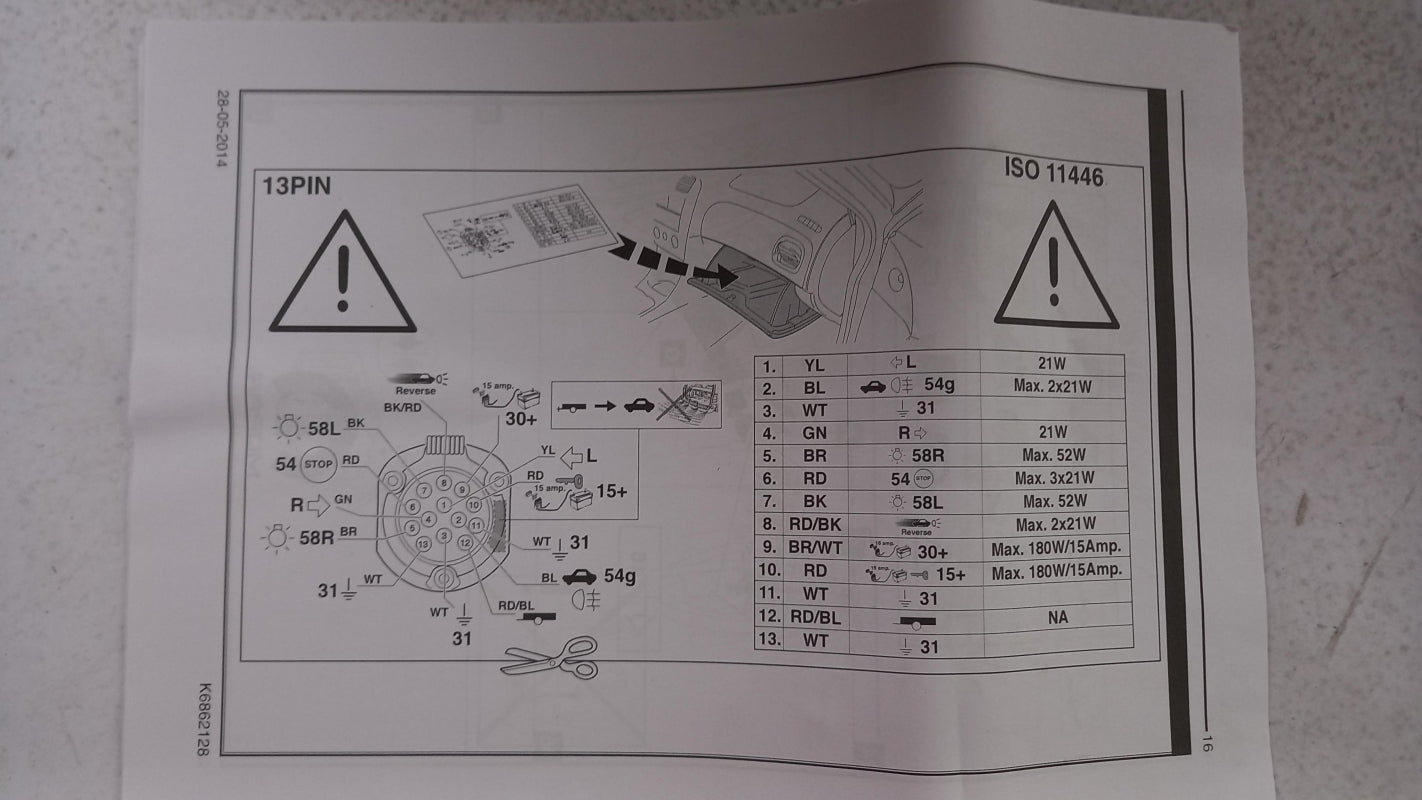 Original JEEP Renegade 2014- Anhängerkupplung Elektrosatz 13 pin K82214400