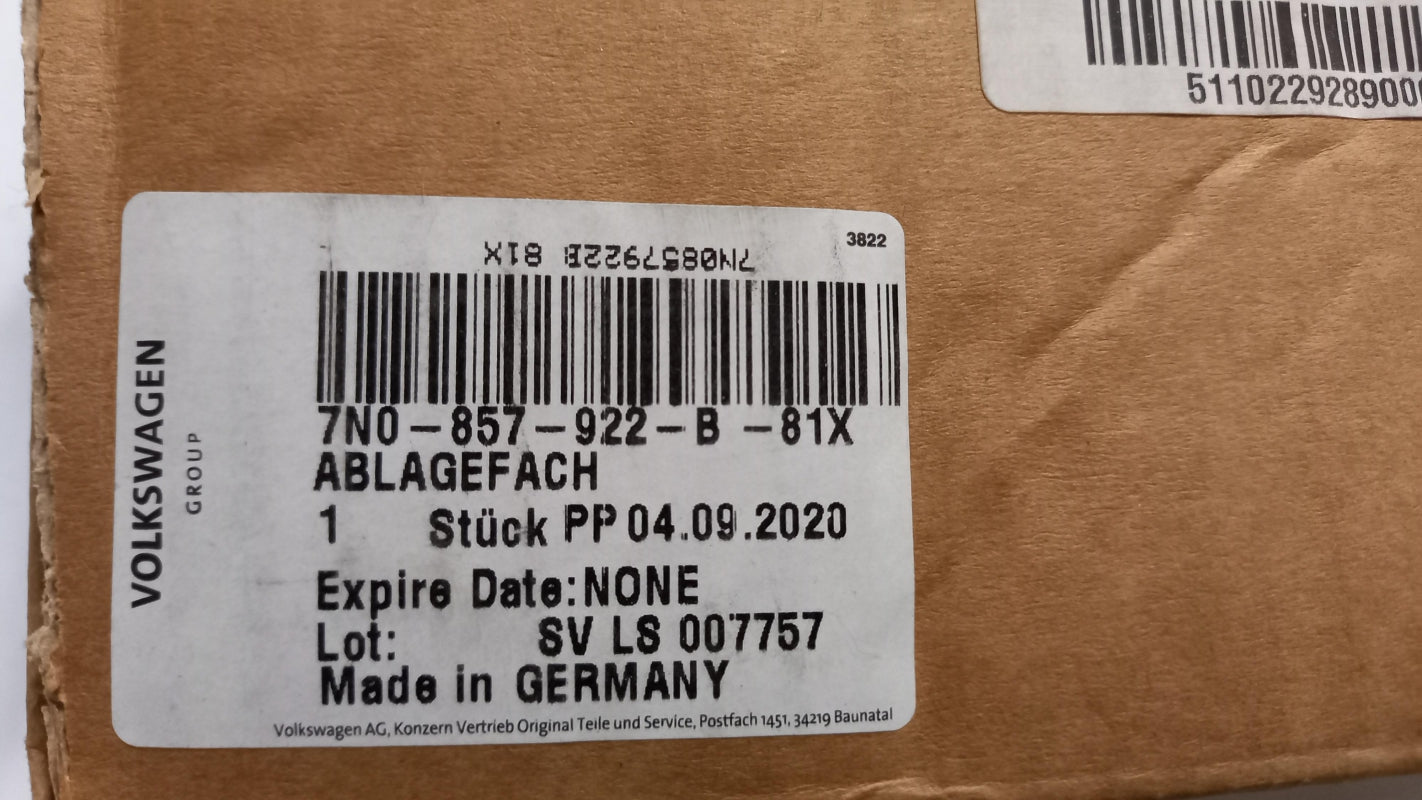 Original VW Sharan 7N SEAT Alhambra Ablagefach mit Deckel schwarz 7N0857922B81X