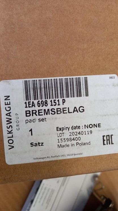 Original OE Volkswagen Bremsbeläge 1EA698151P