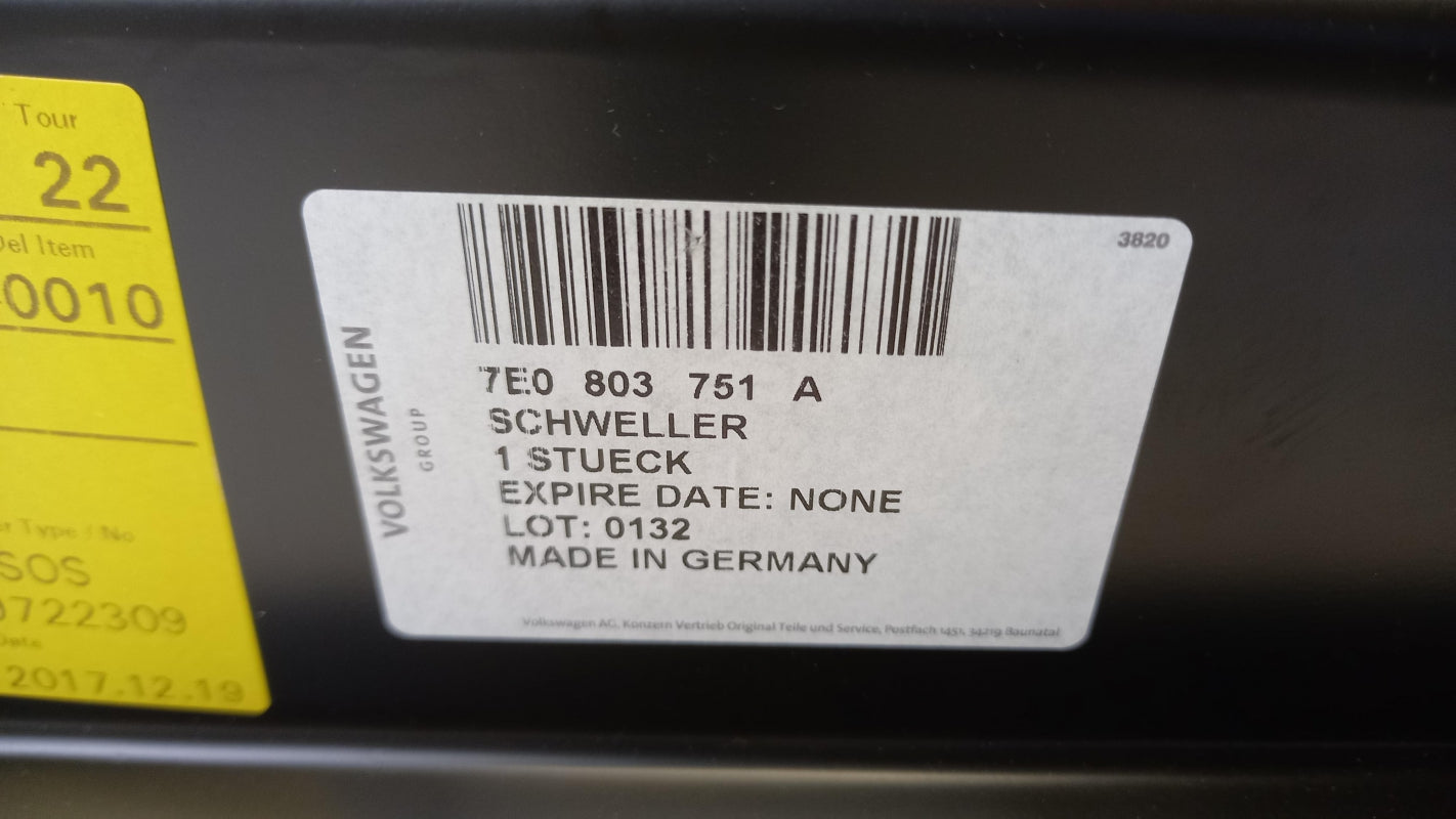 Original VW Transporter T6 Unterholm Schweller innen links 7E0803751A