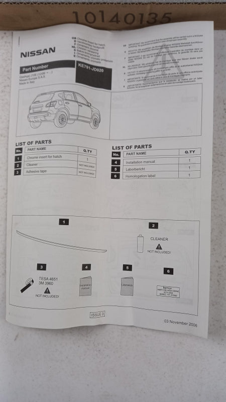 Original OE NISSAN Heckklappe Zierleiste KE791JD020