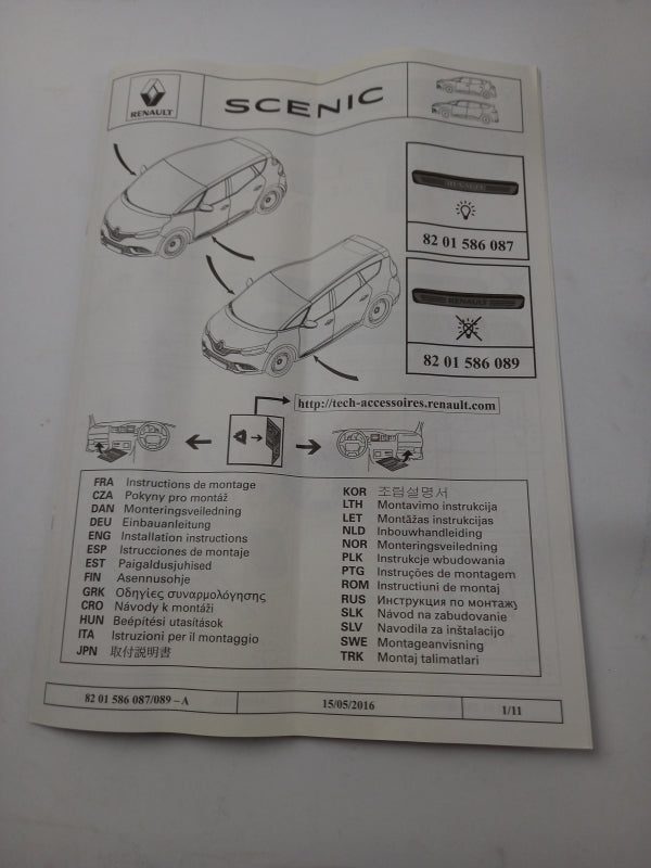 Original RENAULT Scénic IV Einstiegsleisten Satz Vorne Iluminiert 8201586087