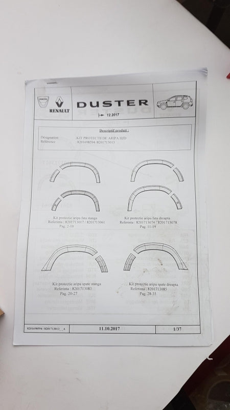 Original DACIA Duster II Kotflügel Zierleisten Satz (4 Stück) 8201698594