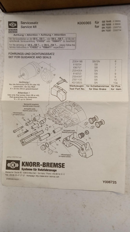 Original MERCEDES-BENZ Actros Atego Bremssattel Reparatursatz A000420228228