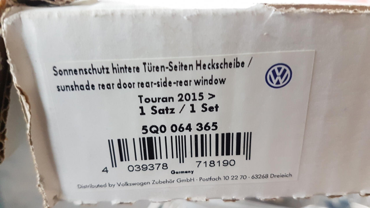 Original VW Touran '16-'20 Sonnenschutz Satz (5-Stück) Hinten Schwarz 5Q0064365