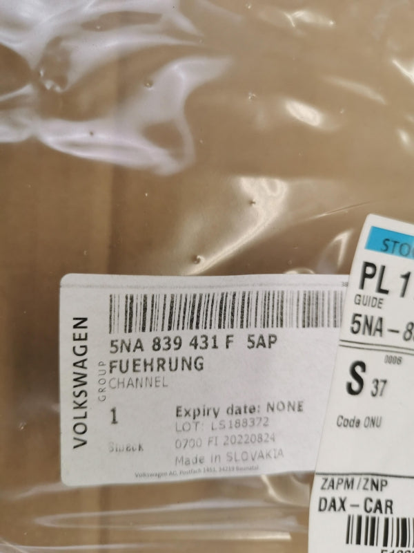 Original OE Volkswagen Türscheiben Dichtung 5NA839431F5AP