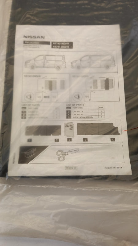 Original NISSAN NV300 Gummifußmatten 2 Reihe KE74200QH9