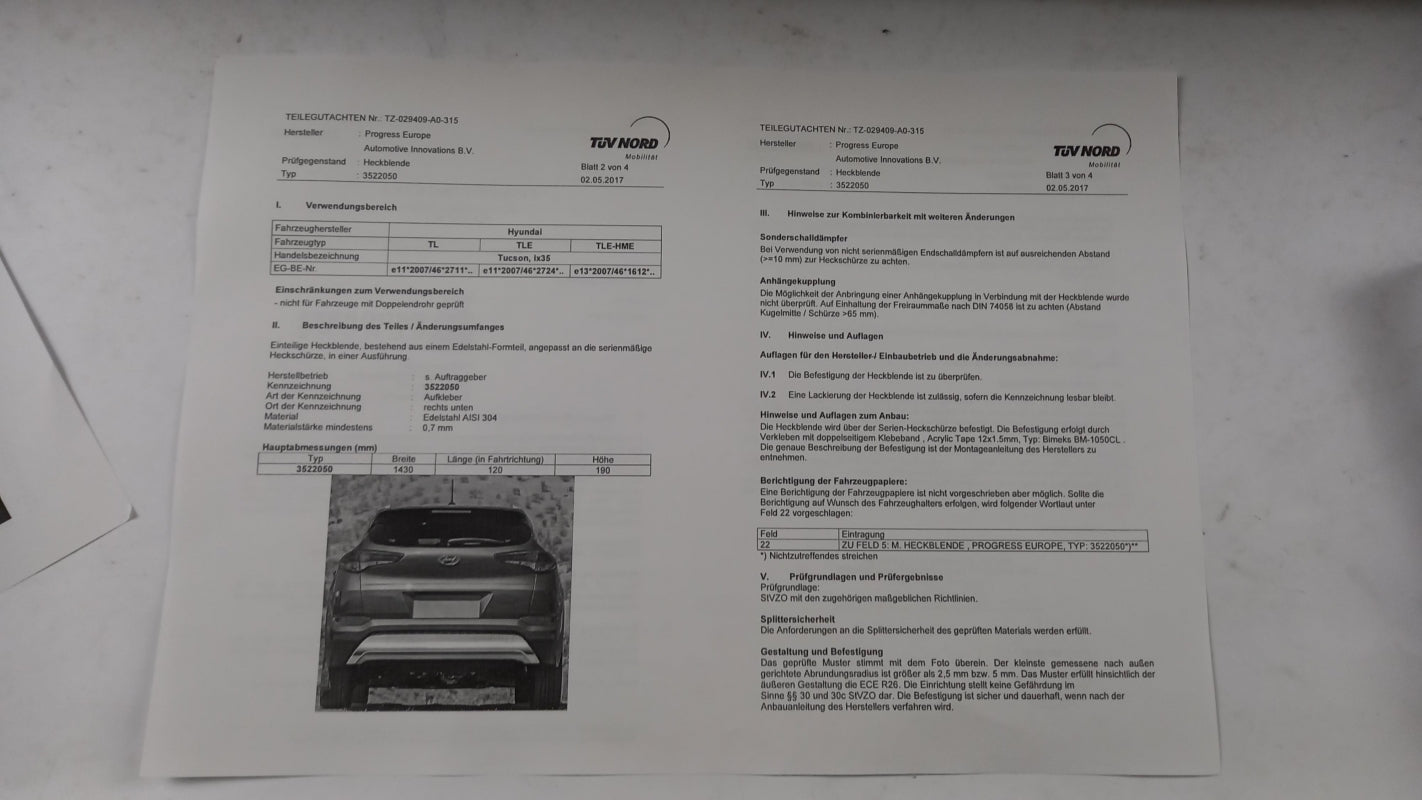 Original HYUNDAI Tucson (2015-2021) Stoßfängerabdeckung Hinten D7410ADB20