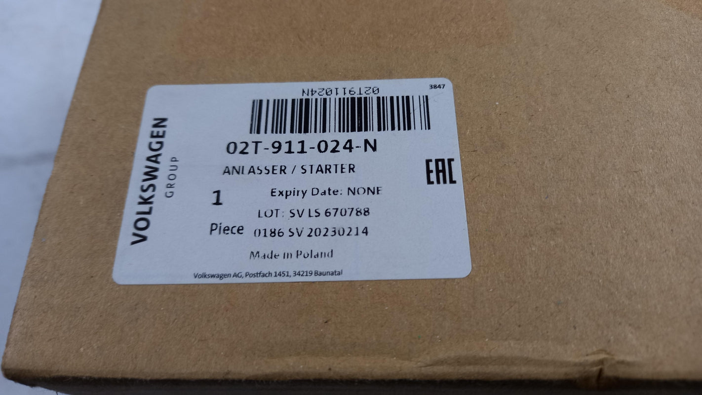 Original AUDI A1 (11-14) VW Golf (10-14) Jetta (11-18) Anlasser 02T911024N