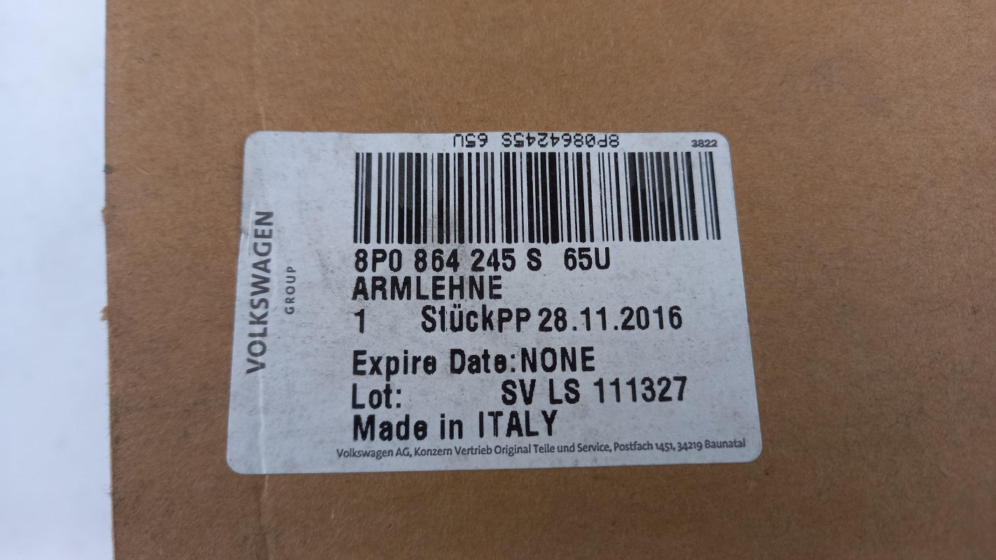 Original AUDI A3 8P Mittelarmlehne obenteil hellgrau 8P0864245S65U