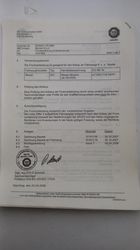 Original NISSAN Murano 2007-2016 Stoßstange Schutz vorne KE5401A022