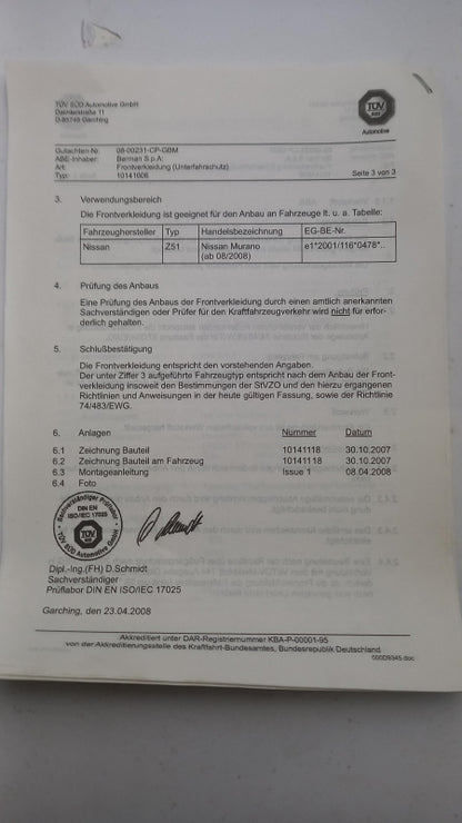 Original NISSAN Murano 2007-2016 Stoßstange Schutz vorne KE5401A022