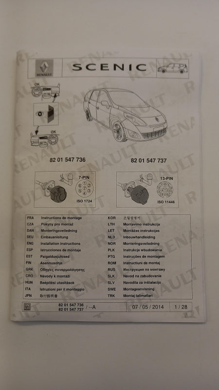 Original RENAULT Scenic III E-Satz Kabelsatz Anhängerkupplung 7 polig 8201547736