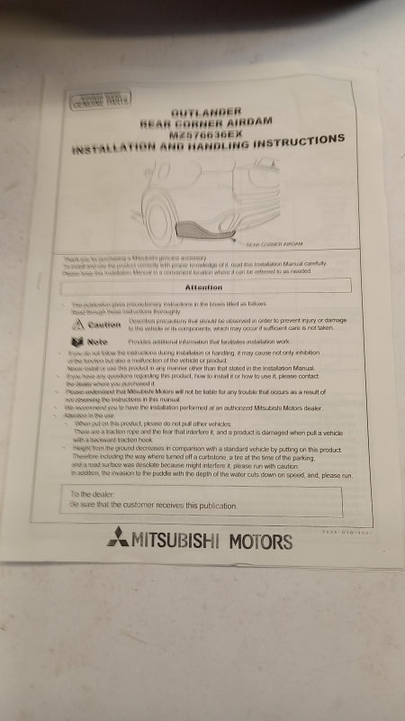 Original OE MITSUBISHI Stoßstange Zierleiste Satz MZ576636EX