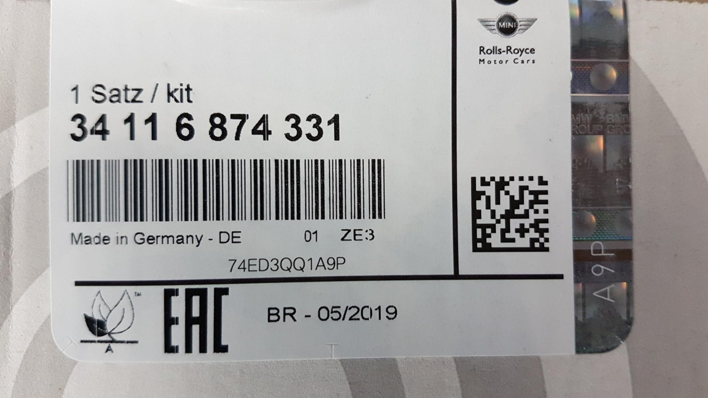 Original BMW 3er F30 F31 4er F32 Bremsbeläge vorne 34116874331