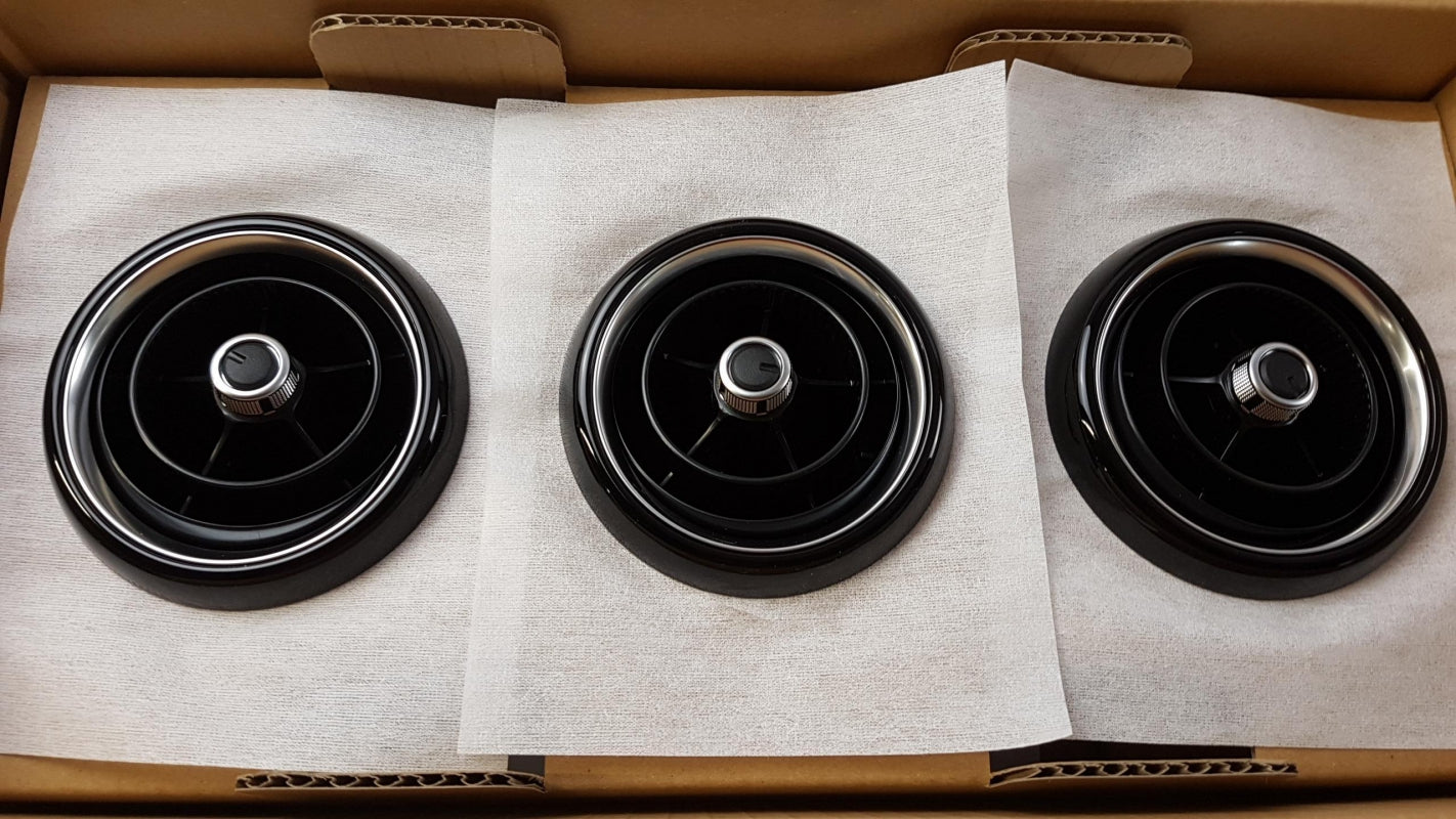 Original FIAT 124 Spider Zierblenden für Lüftungsdüse 3st. Pianoschwarz 71807614