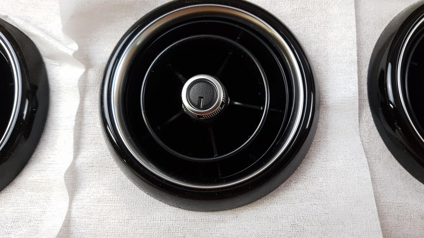 Original FIAT 124 Spider Zierblenden für Lüftungsdüse 3st. Pianoschwarz 71807614