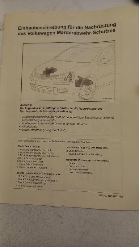 Original OE Volkswagen Nachrüstsatz 1K0898085