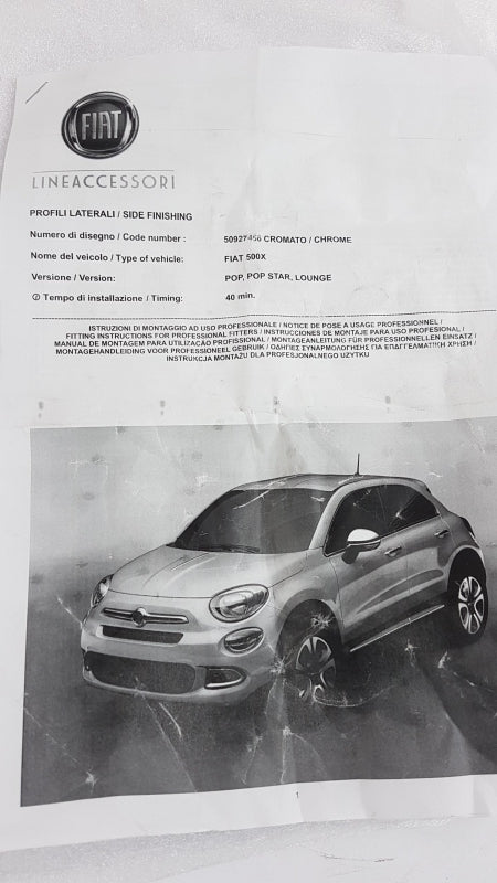 Original FIAT 500X Seitenzierleistensatz (4 Stück) X-Tra Paket Chrom 50927456