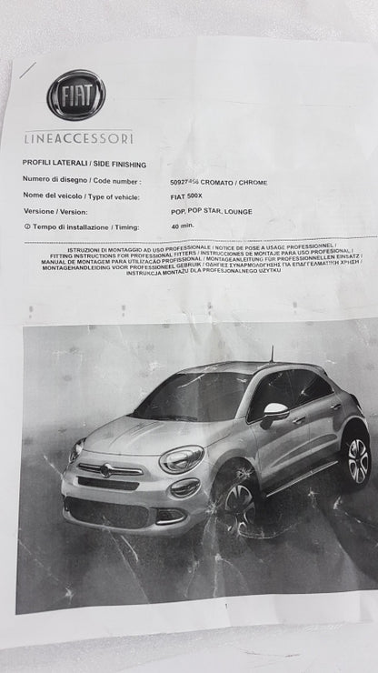 Original FIAT 500X Seitenzierleistensatz (4 Stück) X-Tra Paket Chrom 50927456