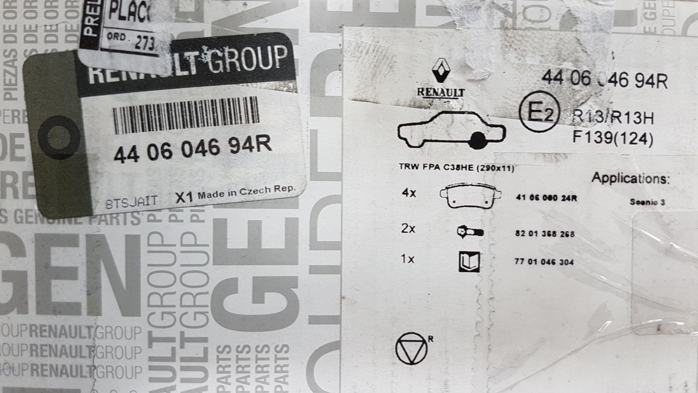 Original RENAULT Megane III Fluence Bremsbeläge Bremsklötze hinten 440604694R