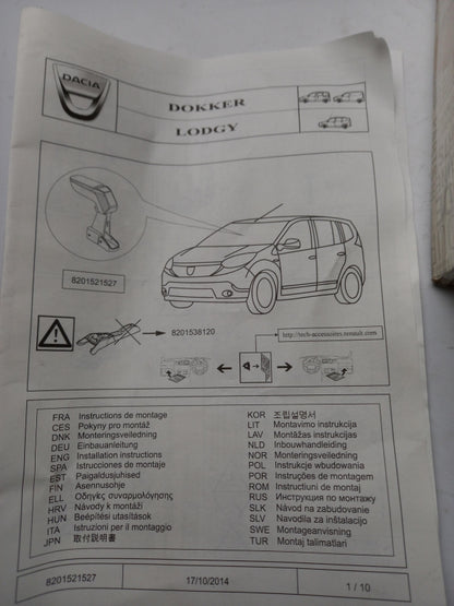 Original RENAULT DACIA Dokker Lodgy Armlehne schwarz 8201521527