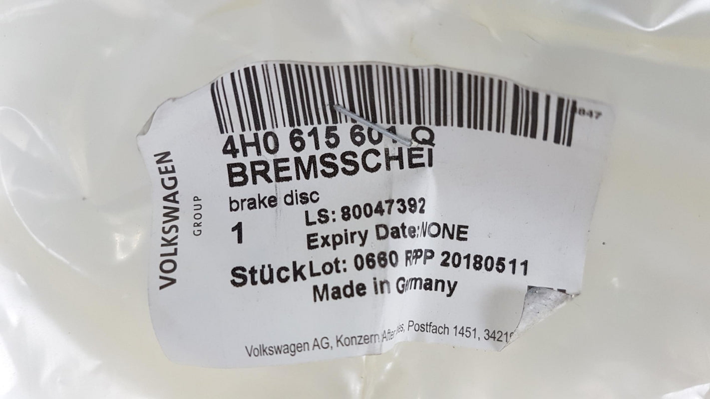 Original AUDI A8 '11-'17 Bremsscheibe (1 stück) belüftet hinten 4H0615601Q
