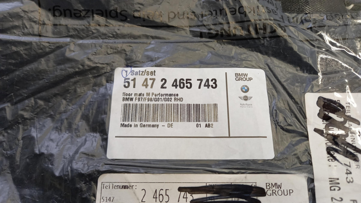 Original BMW X4 M Performance F98 X3 (G01) Fußmatten-Set RHD 51472465743