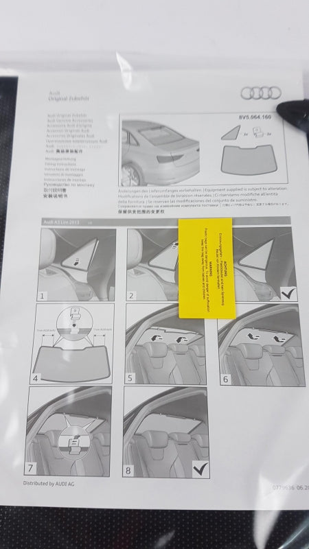 Original AUDI A3 Sonnenschutz für Heck- und Seitenscheibe 3-teilig 8V5064160