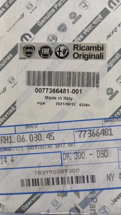 Original FIAT 500L (2012-2017) Bremsbeläge Satz Vorne Links 77366481