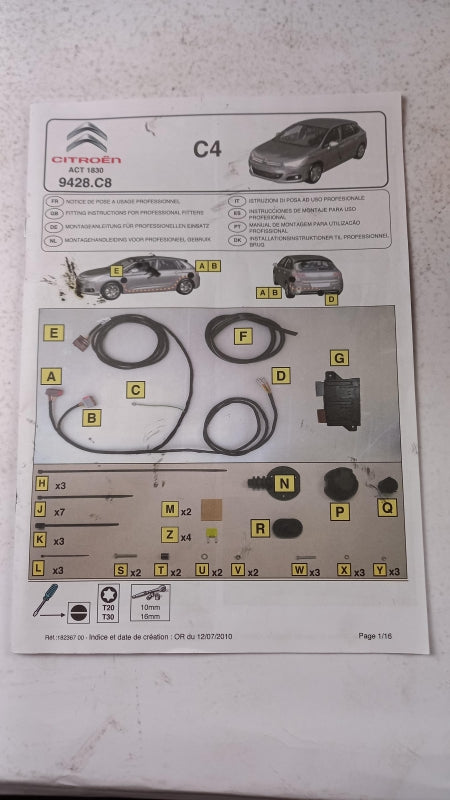 Original CITROEN C4 Anhängerkupplung Elektrosatz 9428C8