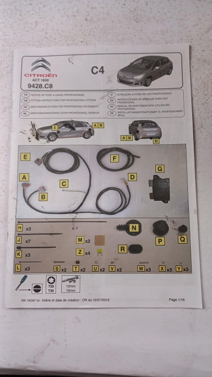 Original CITROEN C4 Anhängerkupplung Elektrosatz 9428C8